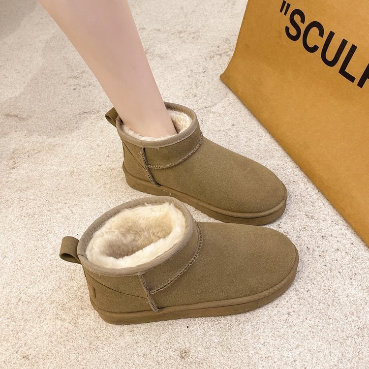 Velvet Thickening Thermal Cotton Shoes Winter's Warm Embrace Boots Khaki