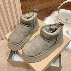 Velvet Thickening Thermal Cotton Shoes Winter's Warm Embrace Boots grey