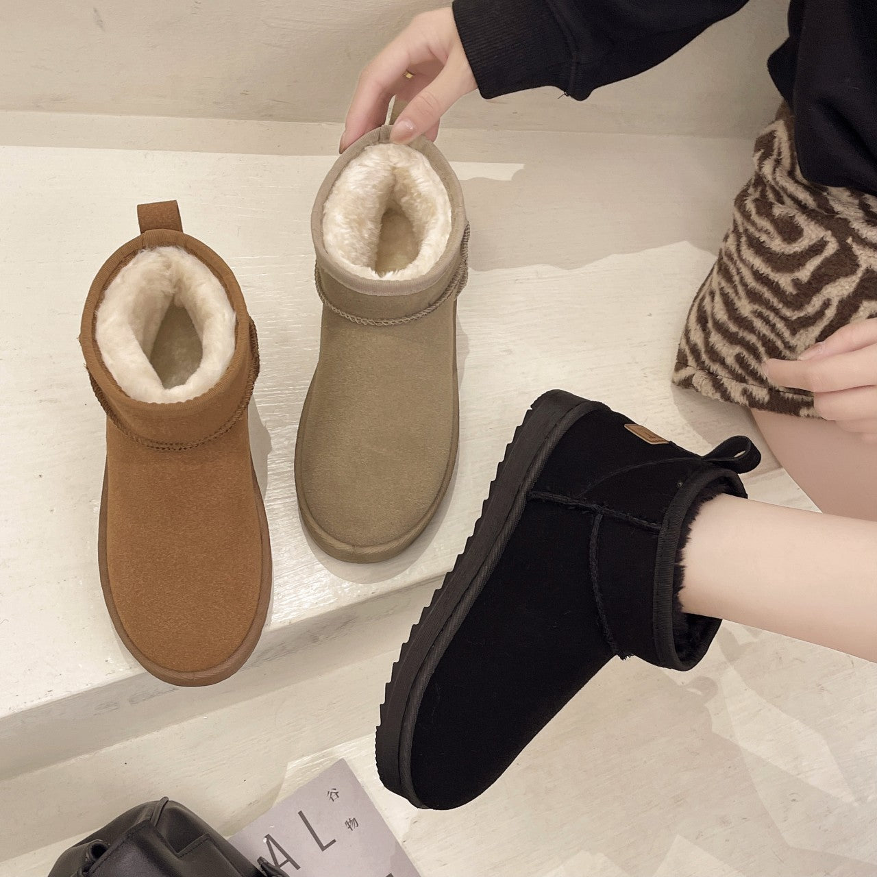 Velvet Thickening Thermal Cotton Shoes Winter's Warm Embrace Boots Camel