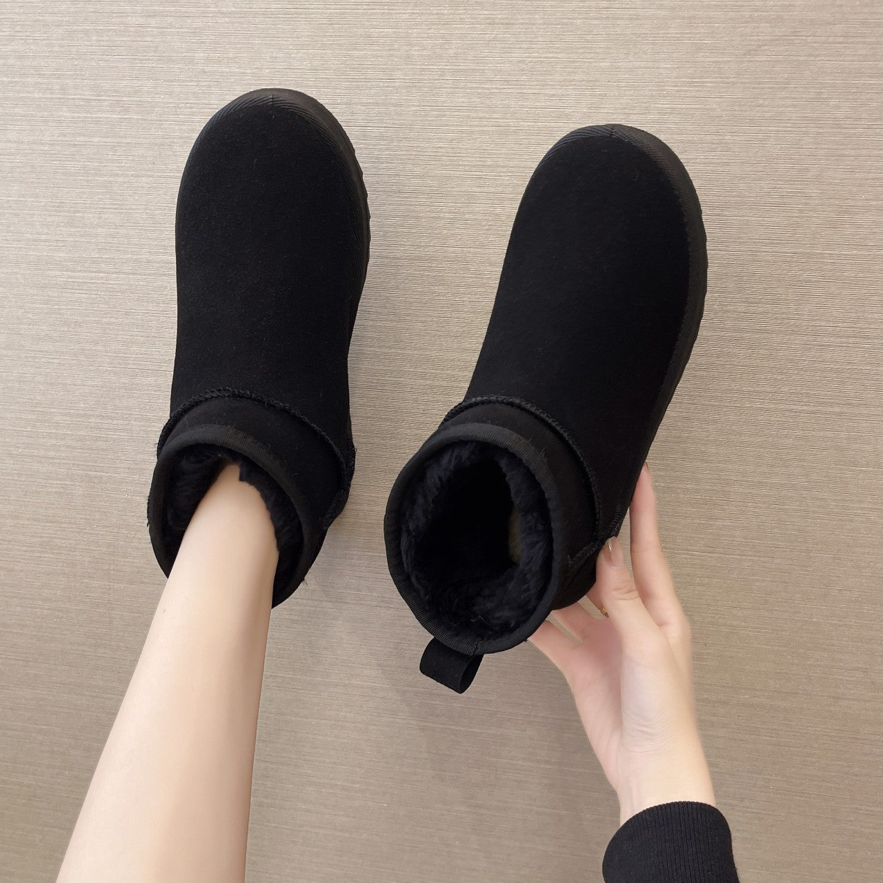 Velvet Thickening Thermal Cotton Shoes Winter's Warm Embrace Boots Black