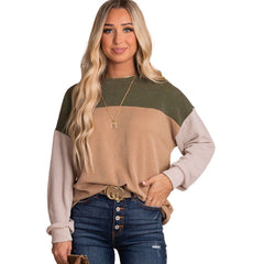 Versatile Color Matching Long - Sleeved Top Green