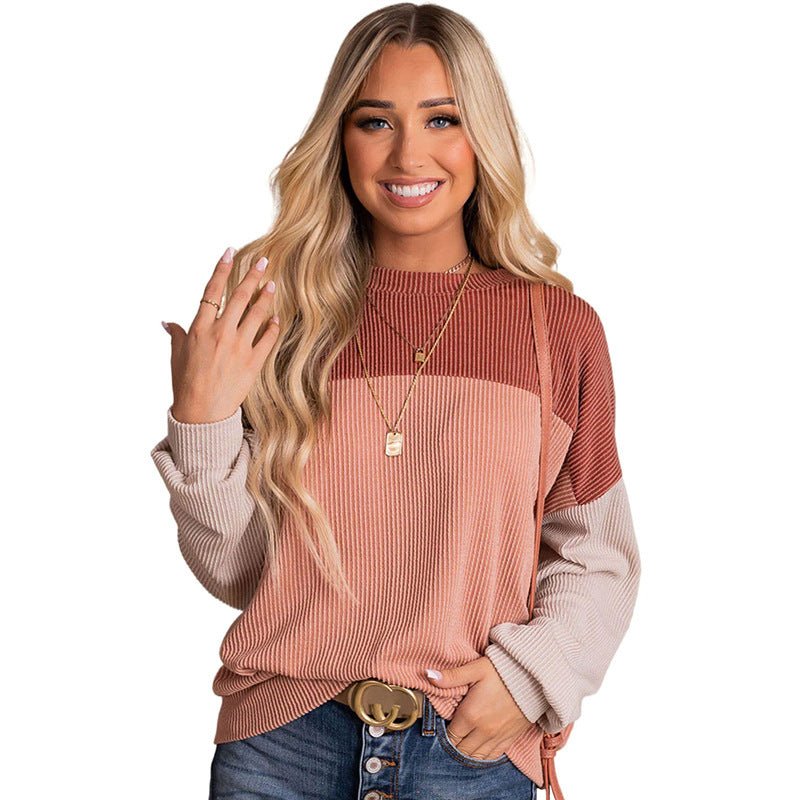 Versatile Color Matching Long - Sleeved Top Red