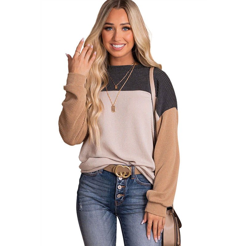 Versatile Color Matching Long - Sleeved Top Black