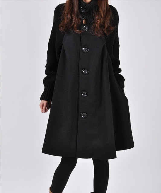 Versatile Fashion Chic Stylish Mid - length Trench Coat For Women Black