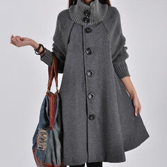 Versatile Fashion Chic Stylish Mid - length Trench Coat For Women Black