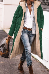 Versatile Hooded Cotton Long Sleeve Double - sided Wear Cardigan Coat Army Green