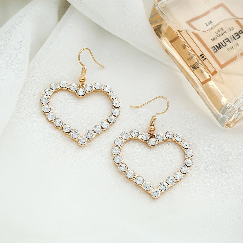 Versatile Peach Heart Diamond Earrings For Women Ear clip style pearls