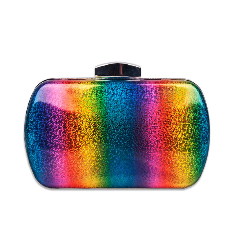 Versatile Rainbow Clutch: Summer Laser Pu Dinner Bag for Women Dot Rainbow Color