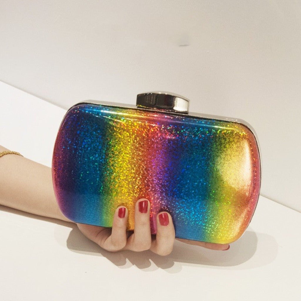 Versatile Rainbow Clutch: Summer Laser Pu Dinner Bag for Women Dot Rainbow Color