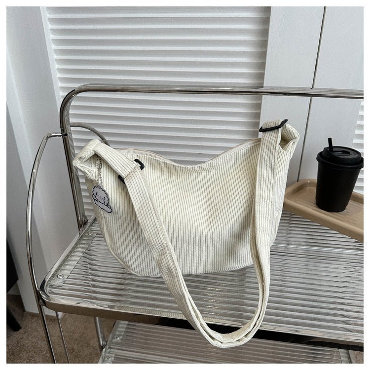 Versatile Trendy Crossbody Large Capacity Student Leisure Dumpling Bag White