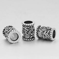 Viking Dragon Vintage Delicate Bead Accessory with Engraved Pattern Silver