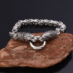 Viking Wolf Head and Leopard Head Stainless Steel Bracelet Alloy ring