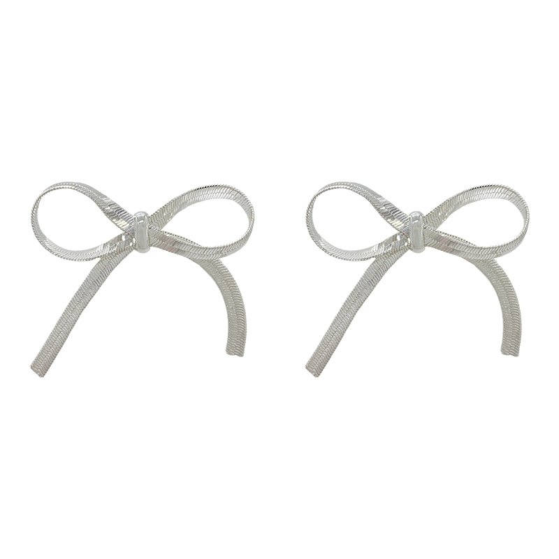 Vintage Chain Bow Earrings: Timeless Elegance for Chic Styling Silver