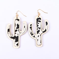 Vintage - inspired Wooden Earrings Artistic Cactus Tree Design 4style