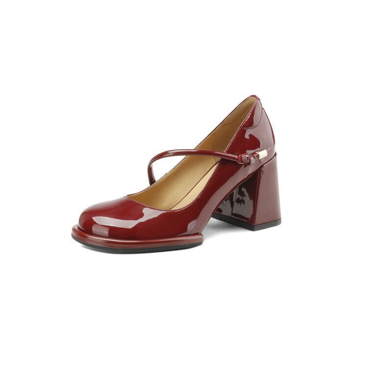 Vintage Mary Jane Shoes for Women Burgundy
