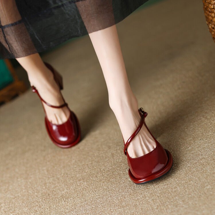 Vintage Mary Jane Shoes for Women Burgundy