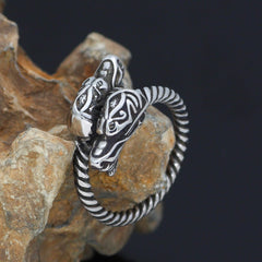 Vintage Viking Poisonous Dragon Titanium Steel Ring for Men Steel