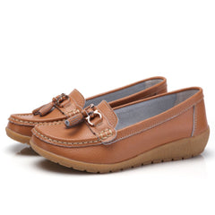 Walk on Clouds with Soft Sole Wedge Beanie Shoes Light brown