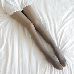 Warm Fleece - Lined Fake Translucent Plus Size Leggings Grey skin and feet