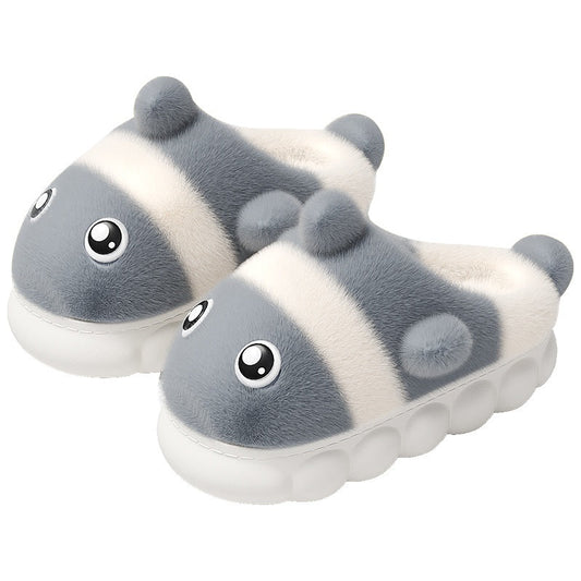 Warm Parent - child Cute Fluffy Casual Slippers Work - From - Home Shoes Green Rabbit