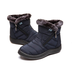 Waterproof Plush Warm Lightweight Ankle Snow Boots for Winter Blue