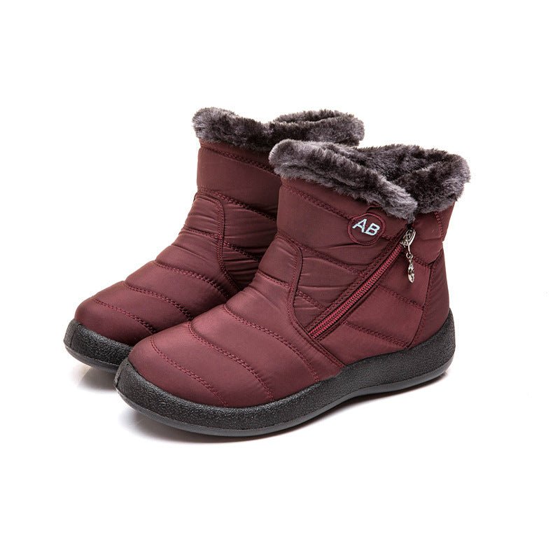 Waterproof Plush Warm Lightweight Ankle Snow Boots for Winter Red