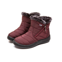 Waterproof Plush Warm Lightweight Ankle Snow Boots for Winter Red