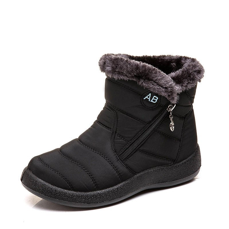 Waterproof Plush Warm Lightweight Ankle Snow Boots for Winter Black