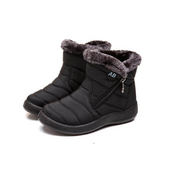 Waterproof Plush Warm Lightweight Ankle Snow Boots for Winter Black