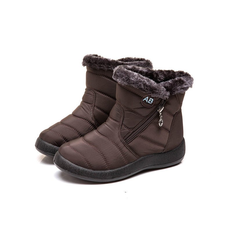 Waterproof Plush Warm Lightweight Ankle Snow Boots for Winter Brown
