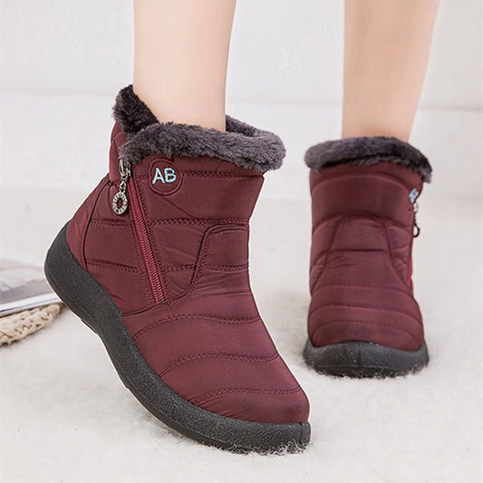 Waterproof Plush Warm Lightweight Ankle Snow Boots for Winter Black