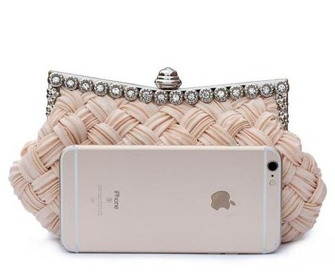 Wedding bag bridesmaid bag woven rhinestone party bag Apricot