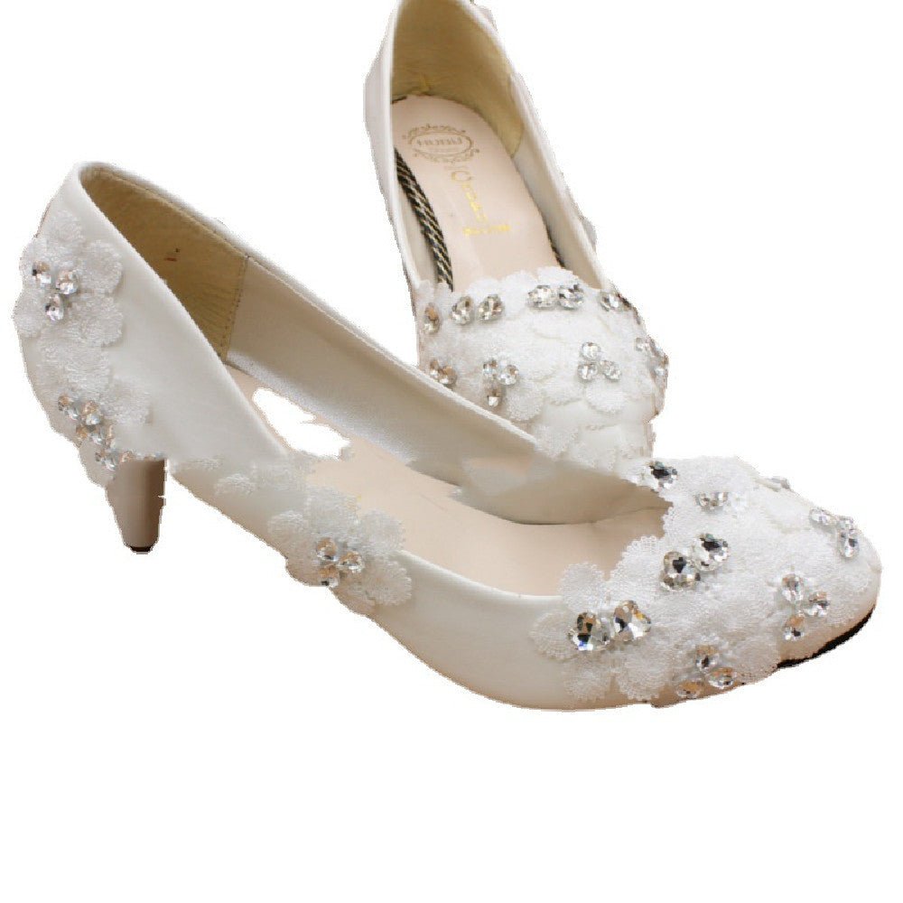 Wedding White Anklet High Heels 3cm Heel