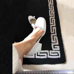 White All - match Shallow Mouth Patent Leather Shoes Elegant Lady White