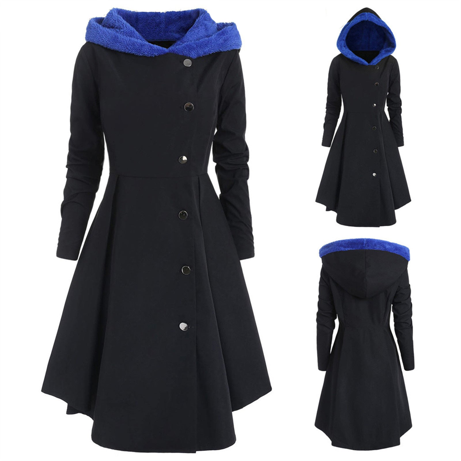 Winter Bombshell Warm Christmas Trench Women's Long Hooded Coat Red