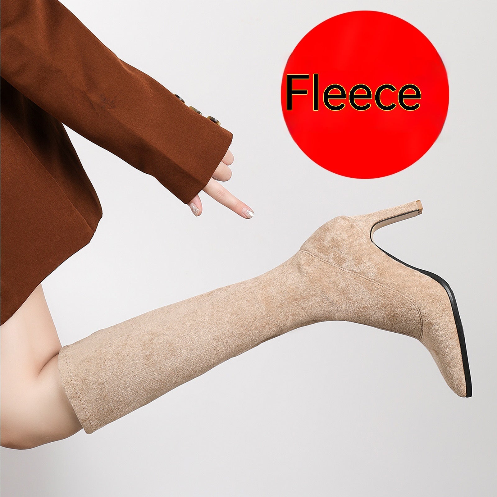 Winter Essentials Timeless Thick Heel High Suede Side Zipper Frye Boot Khaki Suede Fleece Lined