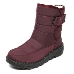 Winter Warm Plush Low Heels Platform Ankle Boots for Women Red