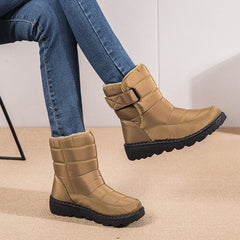 Winter Warm Plush Low Heels Platform Ankle Boots for Women Blue