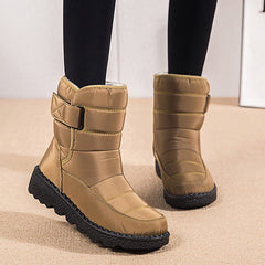 Winter Warm Plush Low Heels Platform Ankle Boots for Women Blue