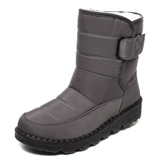 Winter Warm Plush Low Heels Platform Ankle Boots for Women Grey