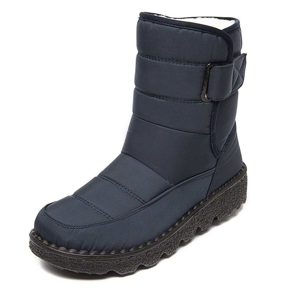 Winter Warm Plush Low Heels Platform Ankle Boots for Women Blue