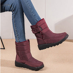 Winter Warm Plush Low Heels Platform Ankle Boots for Women Blue