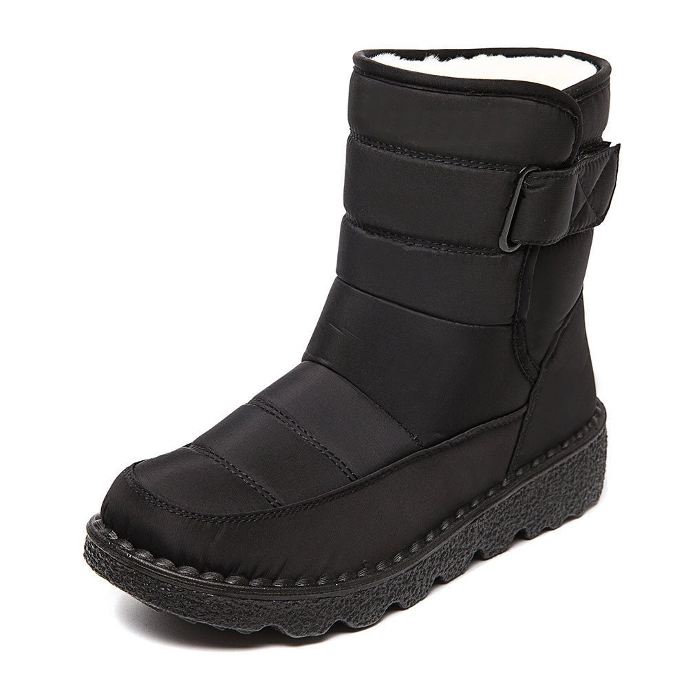 Winter Warm Plush Low Heels Platform Ankle Boots for Women Black