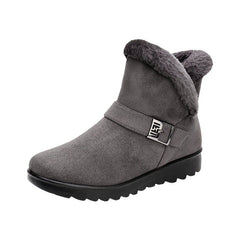 Winter Warm Plush Snow Boots for Women – Zipper Comfort Flat Shoes Grey