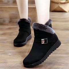 Winter Warm Plush Snow Boots for Women – Zipper Comfort Flat Shoes Grey