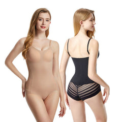 Wireless Tummy Control Bodysuit with Detachable Chest Pad Black