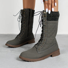 Women Block Heel Round Toe Shoes Grey