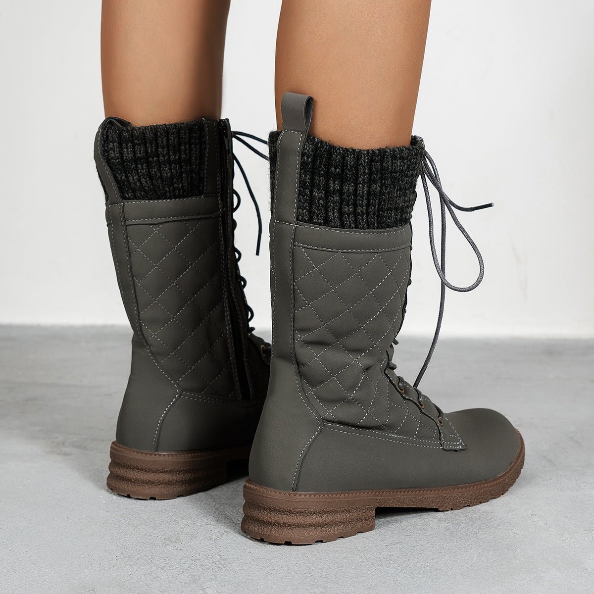 Women Block Heel Round Toe Shoes Grey