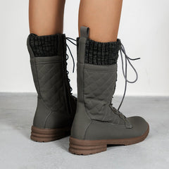 Women Block Heel Round Toe Shoes Grey