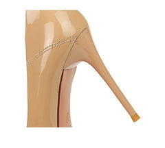 Women Single Shoes With High Metal Belt Buckle Nude